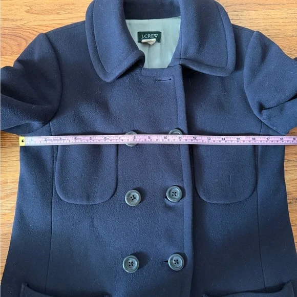 Vintage J. Crew Double-Breasted Wool Pea Coat in Dark Navy - Picture 10 of 13